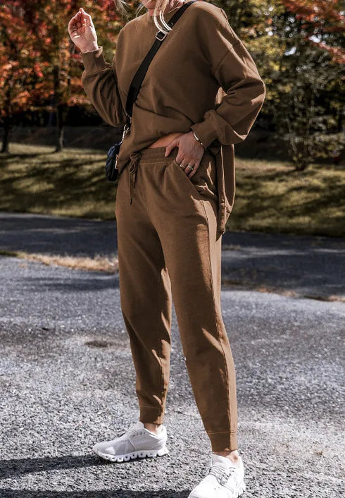 'Axelle' Long Sleeve Top and Pants Set - Celes Fashion